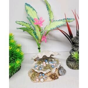 Vintage Ceramic Clam Aquarium Ornament & Imaginarium Tank Decor 4- 8" Lot Of 5